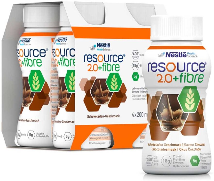 NESTLE Resource 2.0 + fibre Schokolade 4X200ml