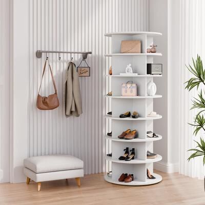 BOSSIN 7 Tiers Rotating Shoe Rack Tower, Shoe Spinning Organizer Lazy Susan, Shoe Organizer for Entryway, Living Room, Bedroom