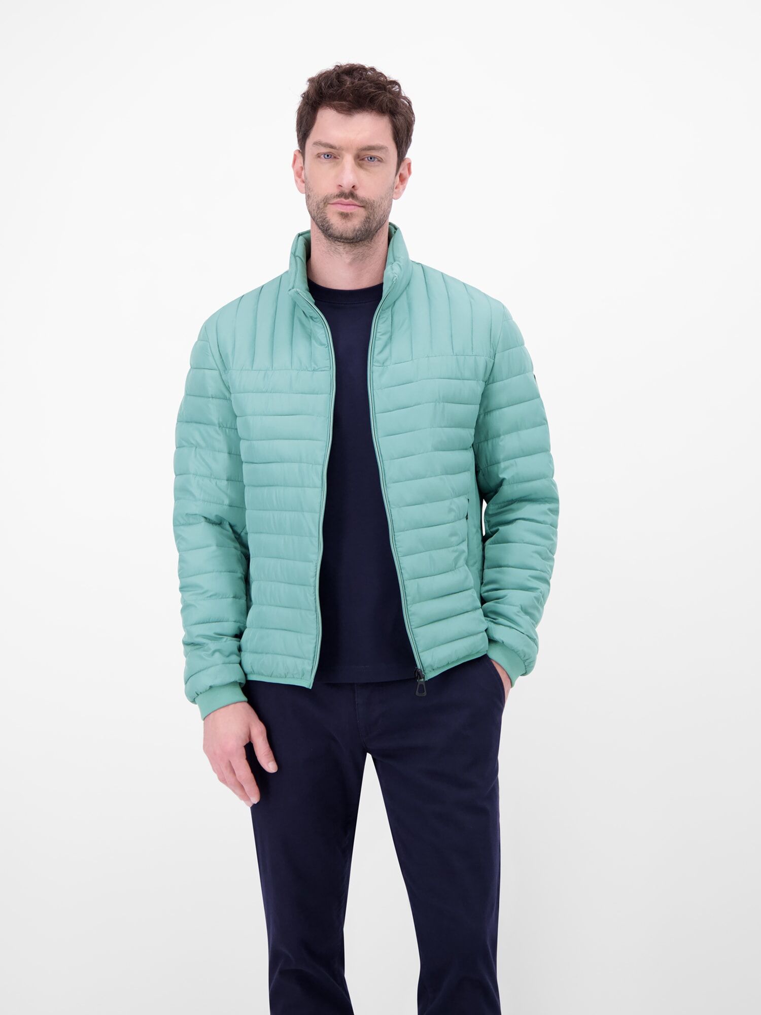 Steppjacke LERROS "Steppjacke, wind- und wasserabweisend, gefüttert", Herren, Gr. L, grün (arctic blau), 100% Polyester, Jacken Steppjacke arctic blau L
