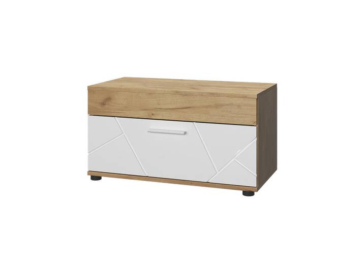 Vicco Wohnzimmerschrank Berno Goldkraft Eiche/Weiß 70.8 x 38.9 cm mit Klapptür, Eichefarben, Weiß, Holzwerkstoff, Rechteckig, 70.8x38.9x35.3 cm, Kleinmöbel, Kommoden, Sideboards
