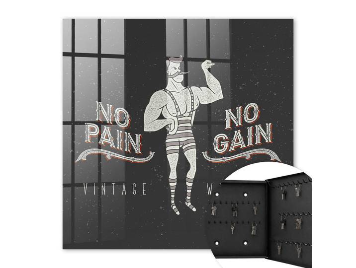 Tulup Schlüsselbox Schwarz 30x30 cm- Türöffnung nach rechts - Retro Strongman, Metall, Sport, Rechteckig, 30x30x5 cm, Garderobe, Schlüsselkästen & Schlüsselboards