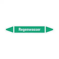 Aufkleber I RKZ-Etikett Regenwasser, grün/weiß, für Ø 40-60mm, 218x37mm, 5/Bogen