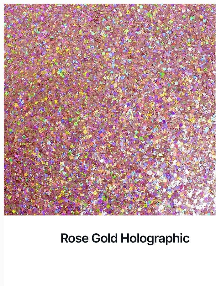 Hemway Glitter Mix Ultra Sparkle 100g / 3.5oz   Rose Gold Holographic Mix   Cosmetic, Festival, Crafts - Rose Gold Holographic Mix - 100g