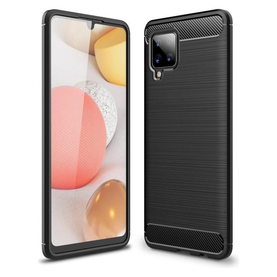 Cover-Discount Galaxy A42 - Metall Carbon Look Gummi Hülle schwarz (Samsung Galaxy A42) (101232388A)