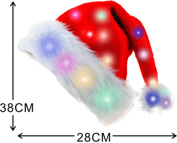 Inspire Curations LED Plush Santa Hat Adjustable Light Up Christmas Hat For Adults & Kids with Led