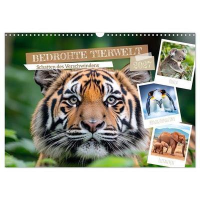 Bedrohte Tierwelt SCHATTEN DES VERSCHWINDENS (Wandkalender 2027 DIN A3 quer), CALVENDO Monatskalender