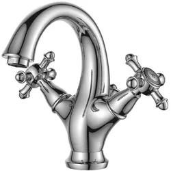 Omnires, Küchenarmatur, Retro Chrom Waschbecken Wasserhahn