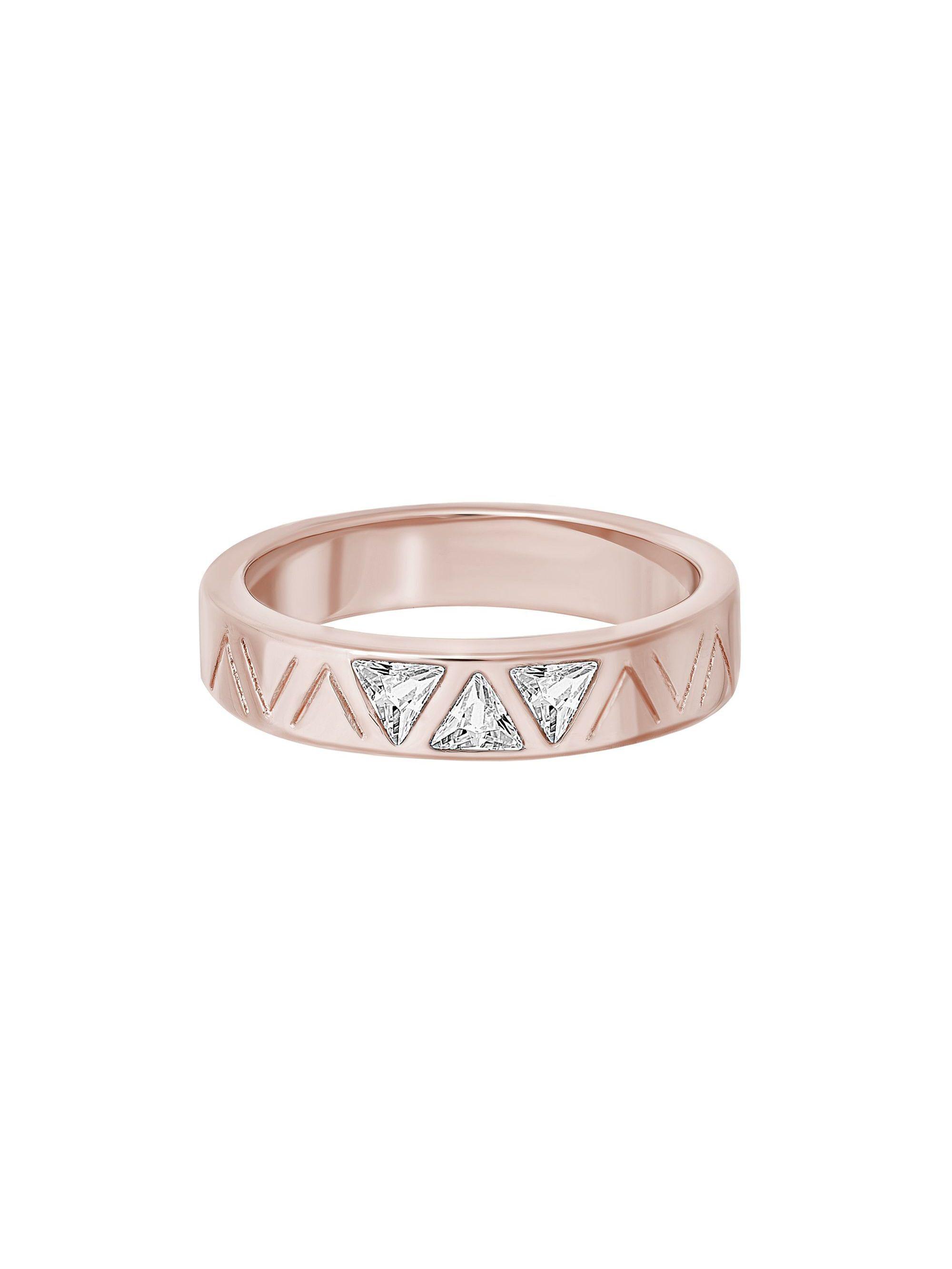 cai Ring 925 Sterling Silber rosé vergoldet mit Zirkonia Dreiecken