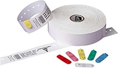 Zebra Z-Band 10004443-1 adesivas brancas e listras vermelhas 25x279mm