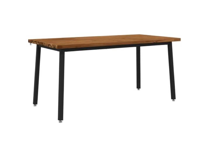 Roanoer Esstisch 160x70x75 cm Massivholz Akazie Natur Stahl Schwarz Stabile Tischplatte mit individueller Struktur für Speisezimmer und Innenräume, kippsicher durch verstellbare Möbelfüße.