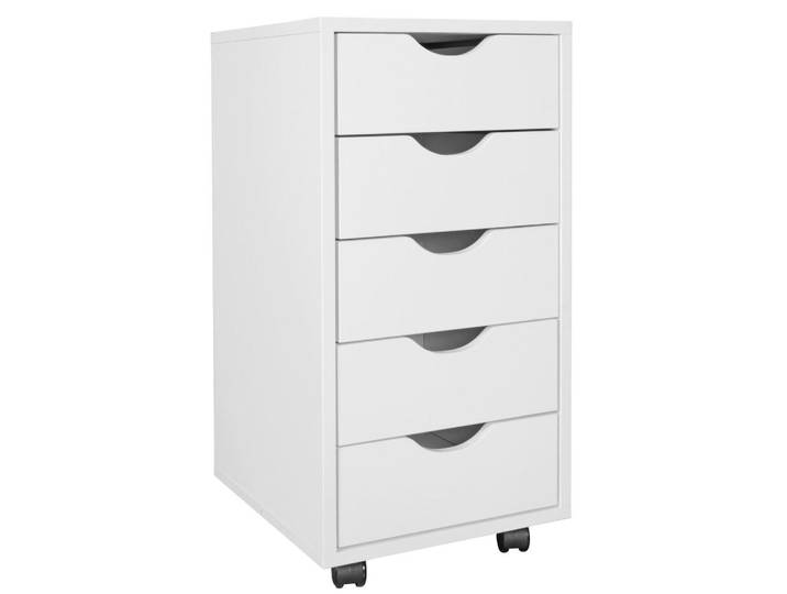 Mid.you Rollcontainer, Weiss, Holzwerkstoff, 5 Schublade(n) Schubladen, 38x64x33 cm, Büromöbel, Container, Rollcontainer