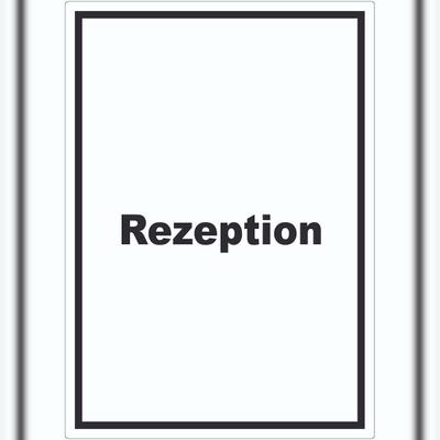 HB-Druck Rezeption Aufkleber mit Text Anmeldung Eingang hochkant A3 (297x420mm)