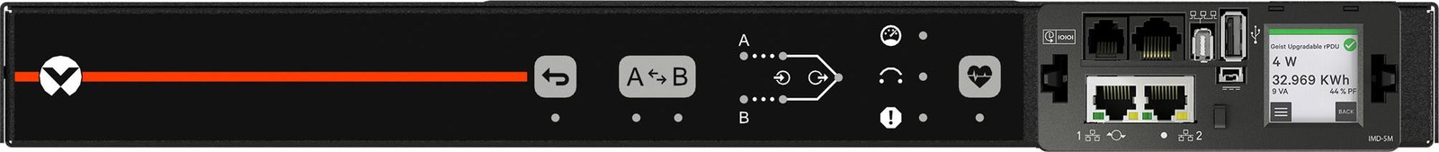 Vertiv Geist Rack-overgangsschakelaar met niveaubewaking en uitlaat, AUU5M1R5-06CF17-2C20C20A900-D - Stroomverdeelunit voor inbouw in een rack