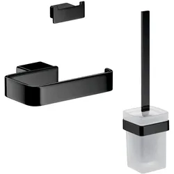 emco loft WC-Set, Bürstengarnitur, Toilettenpapierhalter, Doppelhaken, schwarz, 059813300