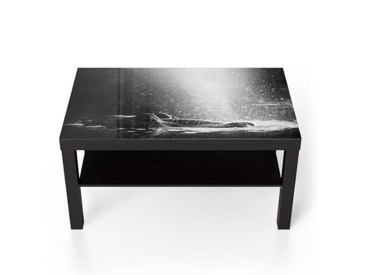 DEQORI Glastisch schwarz groß 90x50 cm Motiv Lichtspiel am Fluss ausgefallener Beistelltisch aus Glas Hochglanz Couchtisch fürs Wohnzimmer moderner Couch Tisch mit Design