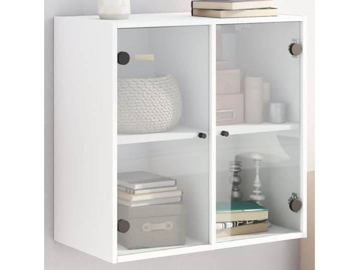GPWERSDF Wandschrank mit Glastüren Weiß 68x37x68,5 cm Mit Glastüren, Holzwerkstoff, wandmontierbar, mehrere Fächer, elegantes Design
