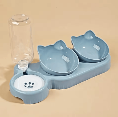 Inspire Picks ErgoFeed 3 In 1 Pet Bowl Tilted Cat Bowl Set With Gravity Water Feeder blue xxl