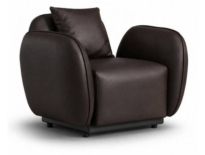 Xlmoebel Loungesessel Moderner schwarzer Loungesessel aus Kunstleder mit Kissen (1-St., Loungesessel mit Kissen), Made in Europa