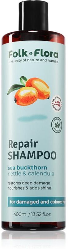 Folk & Flora Sea Buckthorn shampoing rénovateur pour cheveux colorés et abîmés 400 ml