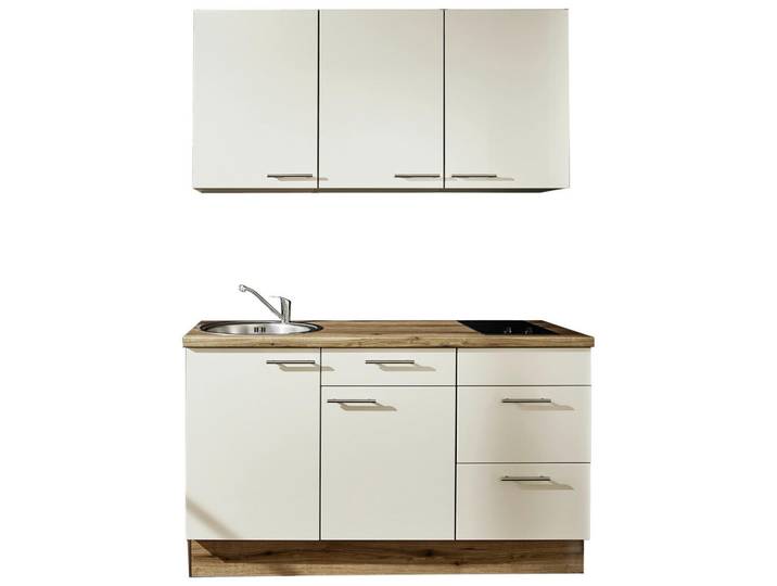 Pino Miniküche PN 215, Magnolie, 3 Schublade(n) Schubladen, nur wie online abgebildet bestellbar, 150 cm, seitenverkehrt erhältlich, vormontierter Korpus, Küchen, Miniküchen