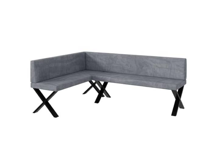 MEBLINI Eckbank für Esszimmer - Küchenbank - Essecke - Sitzecke Küche - Toni - X-Beine 142x196x87cm Links - Grau Samt