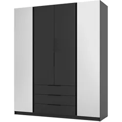 DREHTÜRENSCHRANK CAGLIARI 200/239/61,9cm 4-türig mit Spiegel Schwarz
