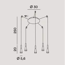 CONE Pendelleuchter Gold-Rosa Schwarz 5x7W 3000K Perenz