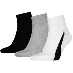 Puma 3P Lifestyle Quarter Socks Weiß/Schwarz Gr 35/38
