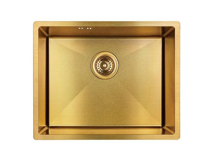 KOLMAN Küchenspüle Einzelbecken Marmara Stahl Spülbecken, Rechteckig, 44/54 cm, Space Saving Siphon GRATIS