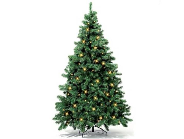 LAALU Künstlicher Weihnachtsbaum NARNIE 180 cm grün 2D 498 Zweige 250 warmweiße LED inkl. Metallständer