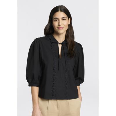 Schlupfbluse BOSS ORANGE "Balet Premium Damenmode", Damen, Gr. 42, schwarz 001, Popeline, Obermaterial: 100% Baumwolle, unifarben, normal, 2-Knopf-Manschette, Blusen Schlupfbluse, aus Baumwoll-Popeline, Ballonärmel
