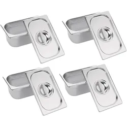 Gastronoble Vogue GN-Behälter GN1/9 incl., Deckel - 15cm - 1L - 4 Behälter - Edelstahl