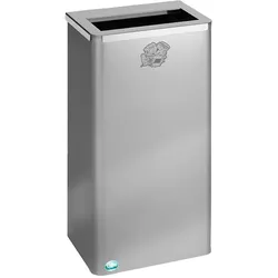 PROREGAL Robuster Papierkorb mit abnehmbaren Deckel | 60/70 Liter, HxBxT 60x31x22cm | Edelstahl | Silber | Papiereimer Mülleimer für Papier