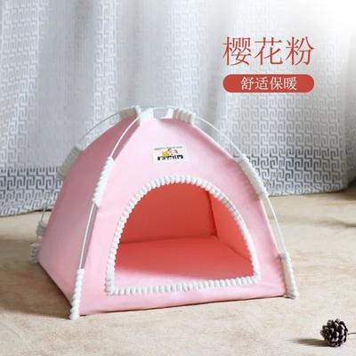 Uplifted Finds Semi Enclosed Canvas Pet Tent & Cave Bed cherry Blossom Pink m