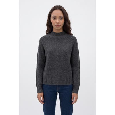 Strickpullover PEPE JEANS "ASHLEY PERKINS", Damen, Gr. S, grau (dunkelgrau marl), Strick, Obermaterial: 65% Polyester, 28% Polyacryl, 5% Wolle, 2% Elasthan, meliert, hüftbedeckend, hoch geschlossener Ausschnitt, Rippstrickbündchen, Pullover...