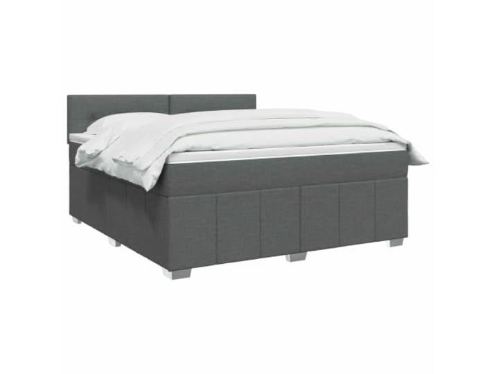 PUGYNBK Boxspringbett, 140 x 190 cm, Dunkelgrau, mit Lattenrost und Matratze