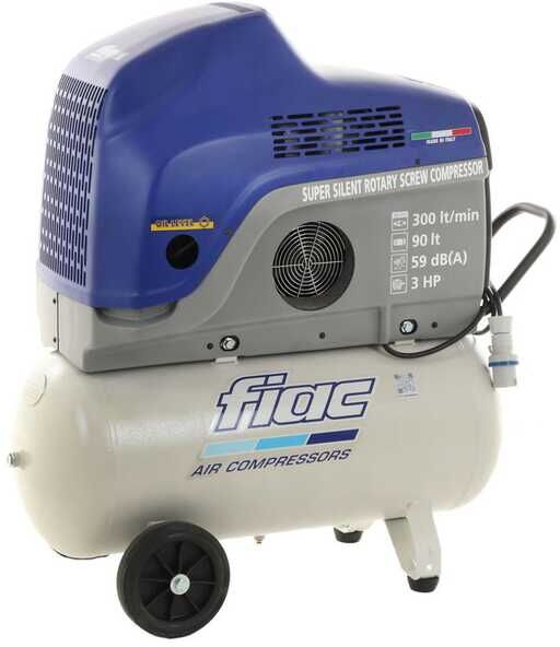 Fiac New Silver 3/90 - Compresseur rotatif monophasé à vis silencieux - Moteur 3 HP