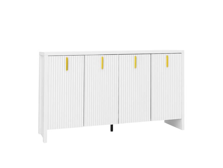 Buffet blanc design ondulé avec poignées dorées 140x38x80cm