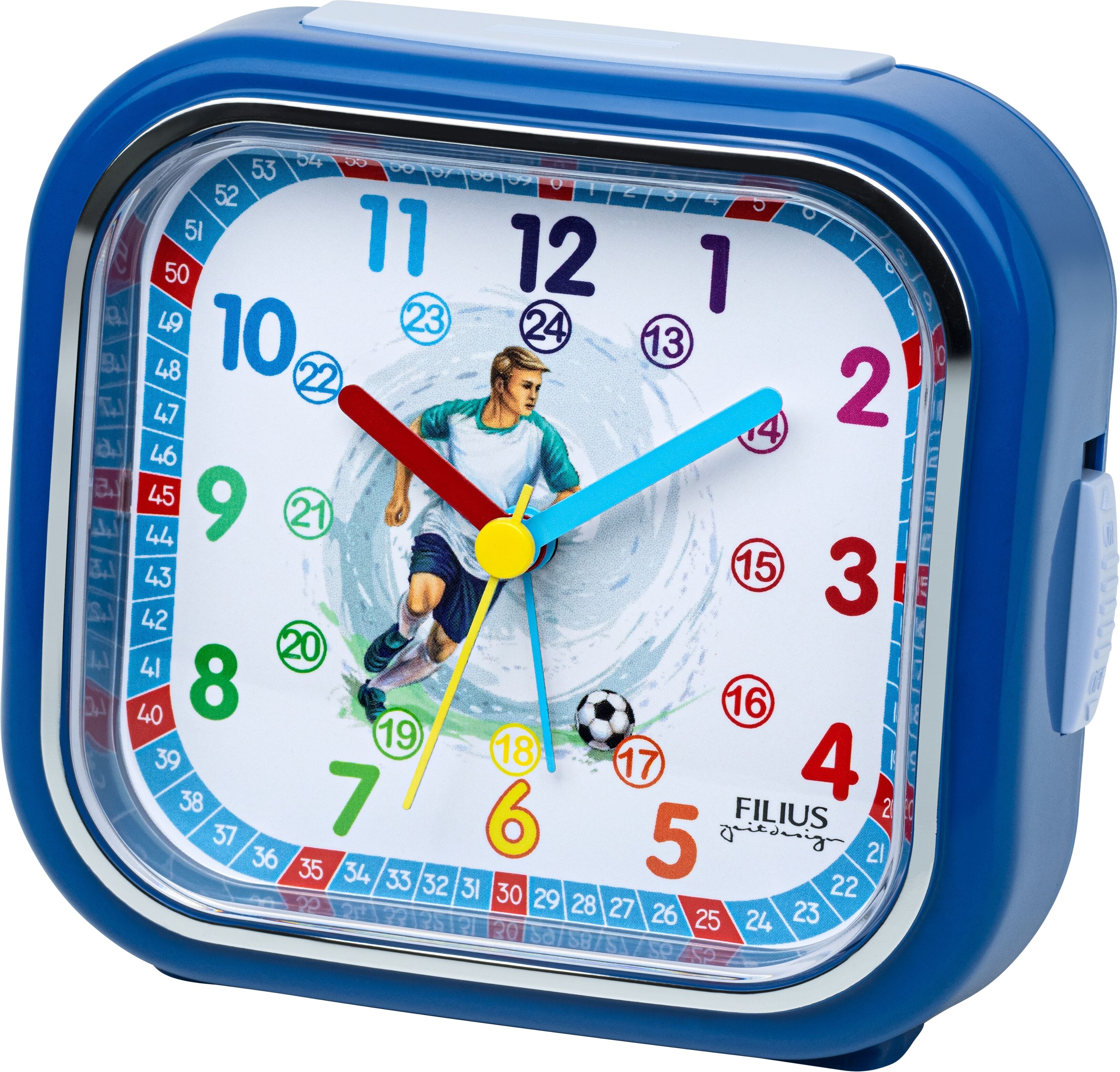 Kinderwecker FILIUS ZEITDESIGN, blau, Wecker, Kinder, Kinderwecker, Quarzwecker, Lernwecker,Schulanfang,Schlafzimmer, schleichende Sekunde