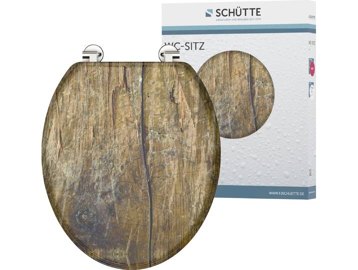 WC-Sitz SCHÜTTE Solid Wood , braun (holzfarben), B:370cm L:435cm, MDF - Mitteldichte Holzfaserplatte, WC-Sitze, WC-Sitz, MDF-Holzkern