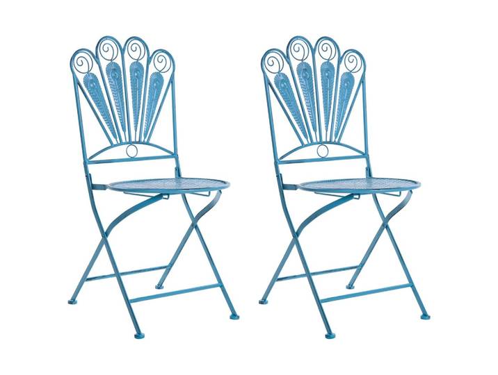 GARTENSTUHL 2er-Set klappbar Metall Blau Pavia