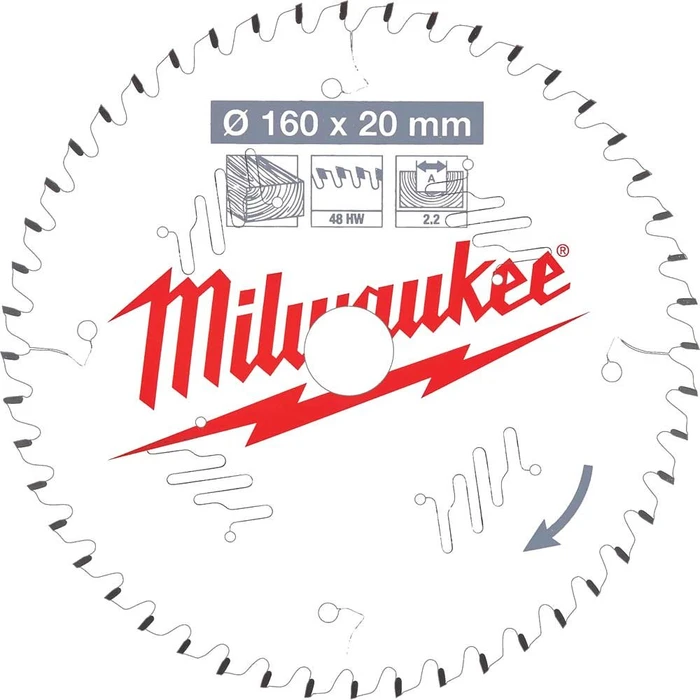 Milwaukee Kreissägeblatt für Holz Wechselzahn 160/20 mm 48 Zähne (4932471291)