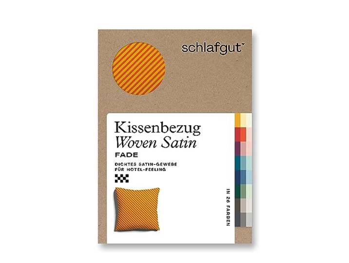 schlafgut Woven Fade Satin Kissenbezug 40x40 cm gestreift, Yellow Fade