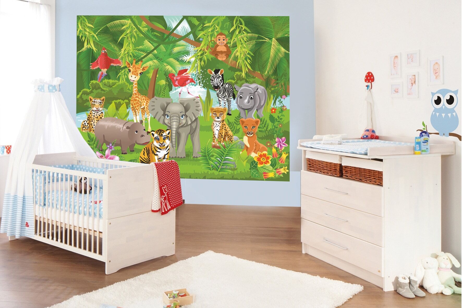 Fototapete PAPERMOON "Kids Jungle Animals", bunt, B:2,5m L:1,8m, Vlies, Tapeten, Fototapete bunt B/L: 2,5m x 1,8m