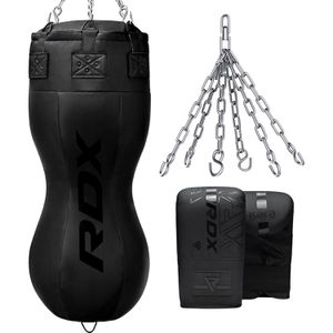 RDX-Sports Boxsack Body Set, gefüllt mit Textilresten, 24 kg, für Kinder & Erwachsene, 115 cm, mit Stahlkette zum Aufhängen