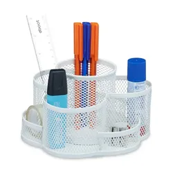 Relaxdays Drehbarer Stiftehalter mit 7 Fächern Weiß