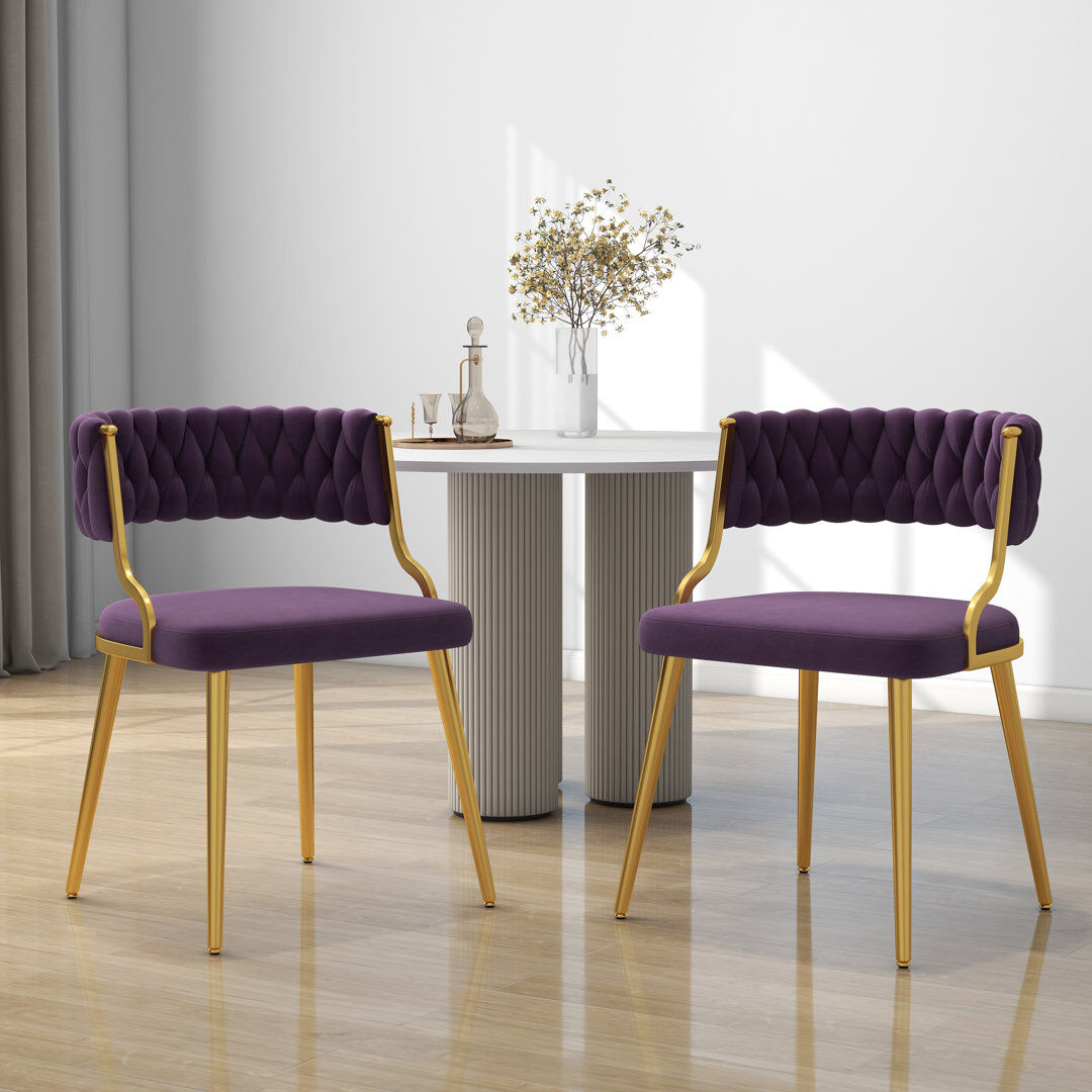 Pia Ricco Christal Upholstery Dining Chair Purple 69cm H X 55cm W X 53cm D