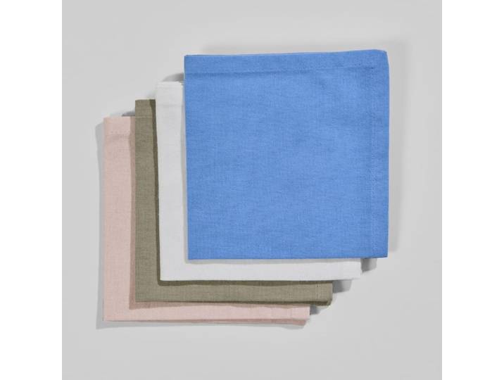Baumwollservietten in Grün, Blau, Rosa und Ecru, 30x30 cm (x4)