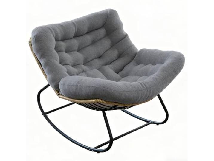 Schaukelstuhl Outdoor XXL, Schaukelsessel mit Dicke Sitzpolster (Grau) Ergonomischer Relax-Schaukelstuhl für In- & Outdoor, Relaxsessel für Garten, Schlafzimmer, Bis 170kg, mehrere Farben