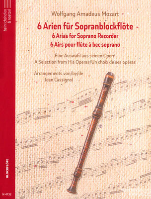 Heinrichshofen Verlag Mozart 6 Arien Blockflöte